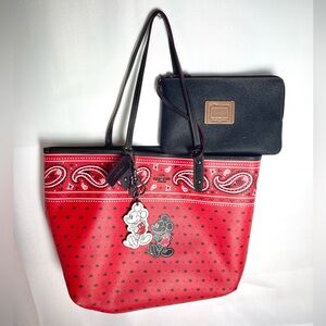 Coach Bandana Paisley Disney X Mickey Mouse Tote Bag Black White RedA1781-F59376